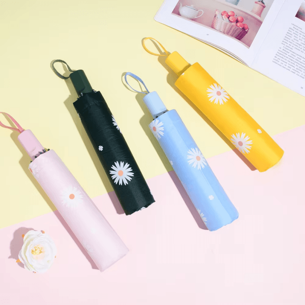 Lovely Daisy Print Folding Umbrella