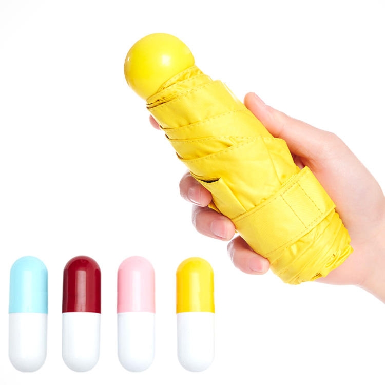 Mini Capsule Umbrella – 5-Fold Pocket Size with Custom Logo
