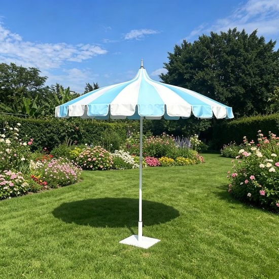Modern Vintage Pagoda Style Large Patio Umbrella Outdoor Fringe Sunshade