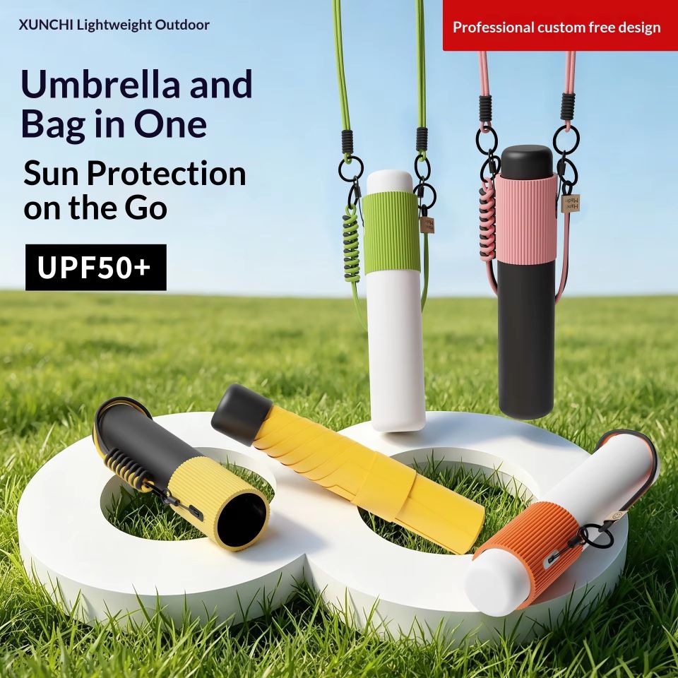 Portable Manual 3-Fold Sun Rain Umbrella, 6-Rib Ultra-Light UV Protection