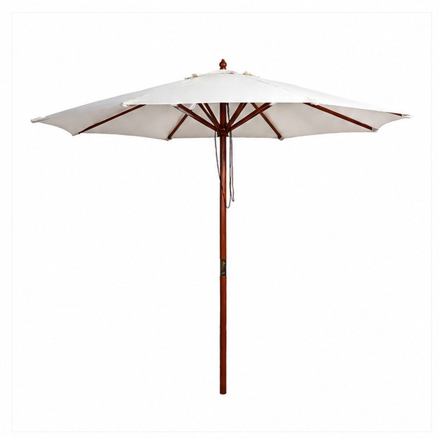 Steel frame 8 ribs manual white straight patio umbrella