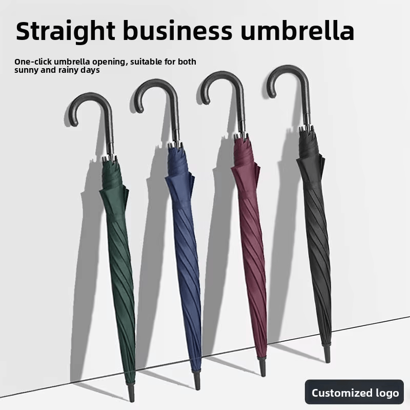Straight Business Umbrella with Curved Hook Handle