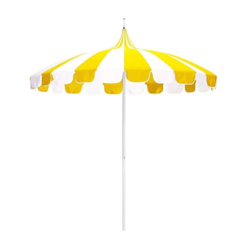 Striped Pagoda Patio Parasol with Scalloped Valance