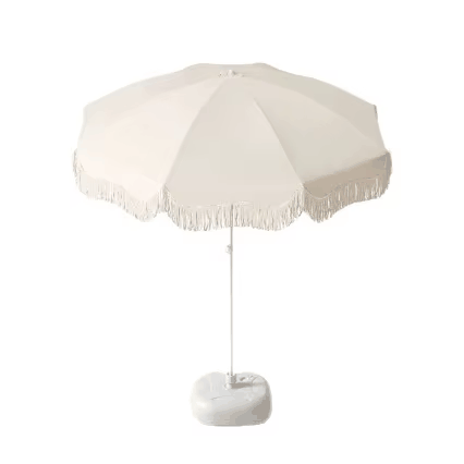 Tassel Ins Style Center Pole Sunshade Umbrella, Windproof Breathable, Beach Pool Commercial Advertising