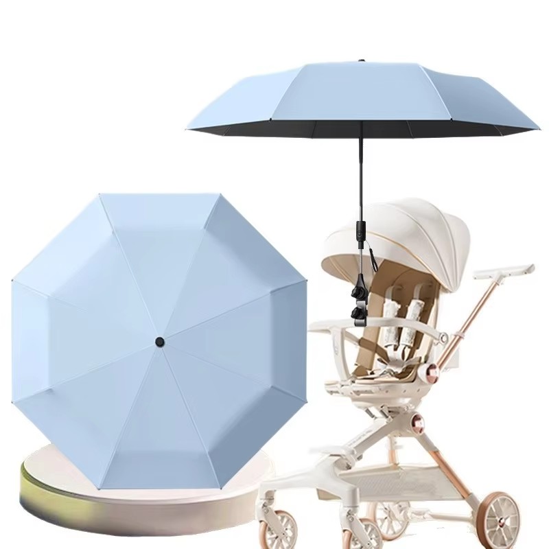 Three-fold Kids Umbrella for Baby Strollers, UV Protective Sunshade